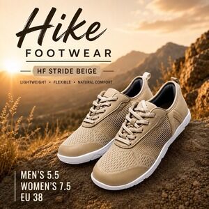 Hike Footwear HF Stride Ergonomic Shoe Sneaker Sz M5.5 W7.5 Beige EU 38
